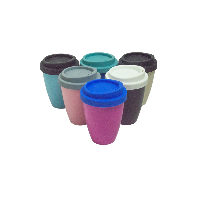 KHB04011-Double layer 350ml PLA silica gel cup with round mouth cover
