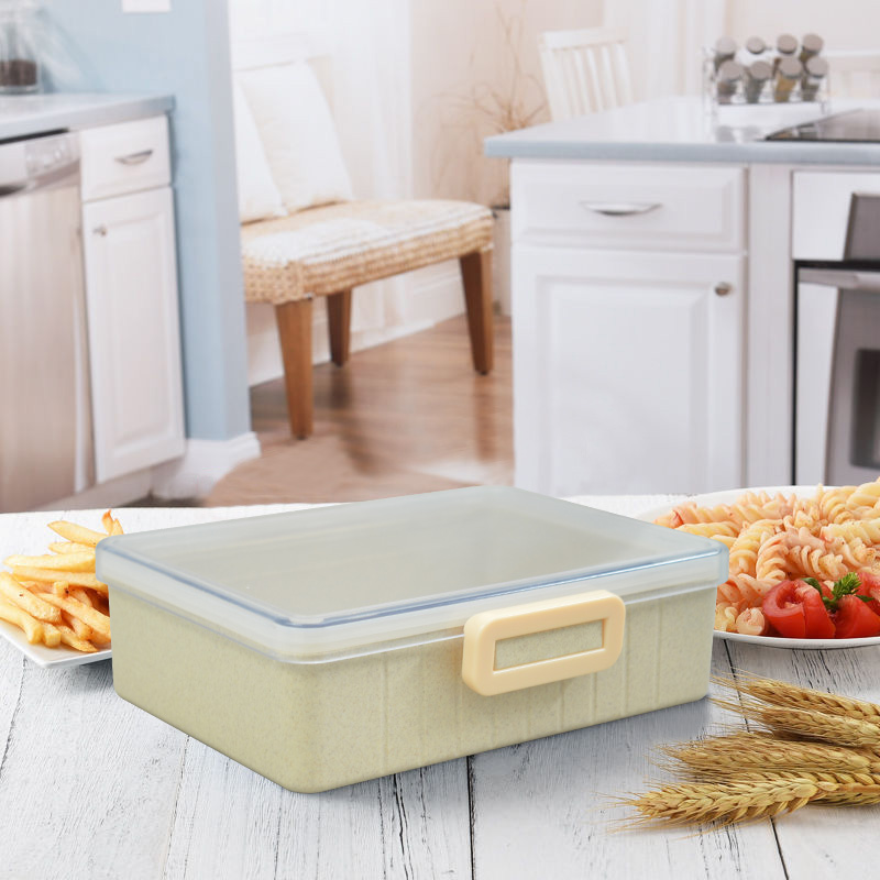 KHF021001-Single layer square straw lunch box