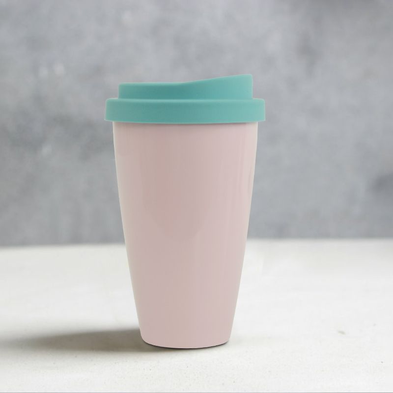 KHB04009-Double layer 400ml PLA cup with silicone lid