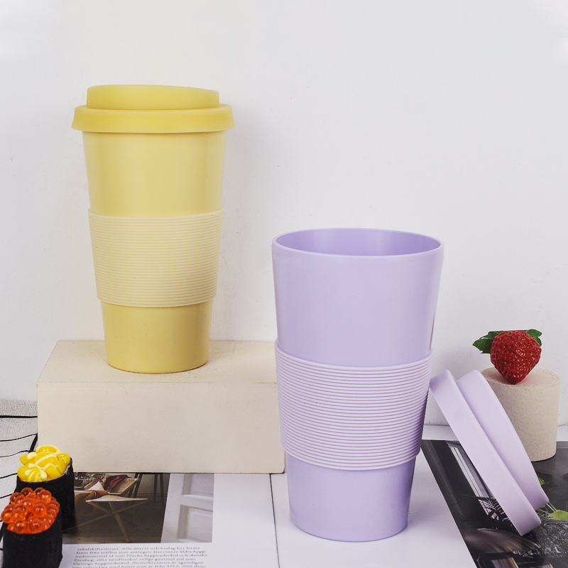 KHB03002-420ml bamboo fiber cup with silicone lid