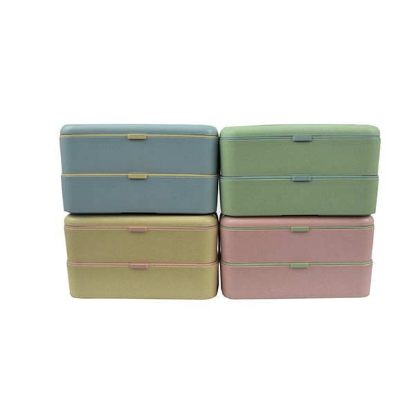 KHF022001-double layer strapped wheat straw lunch box2