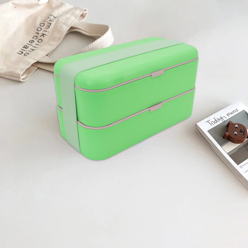 KHF022007-Double sealed straw lunch box with bandage2