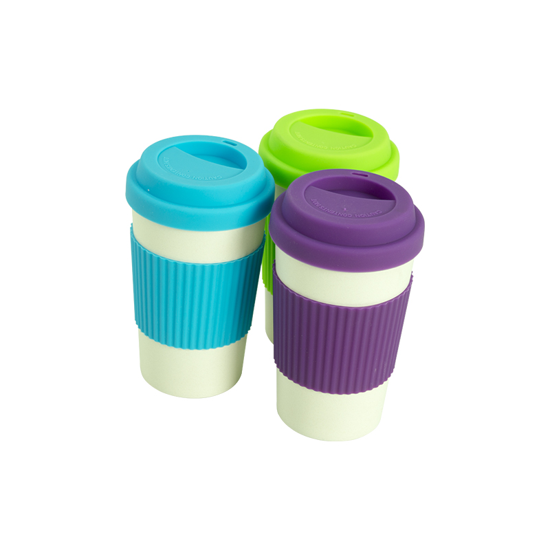 KHB03005-350ml bamboo fiber silicone lid coffee cup6