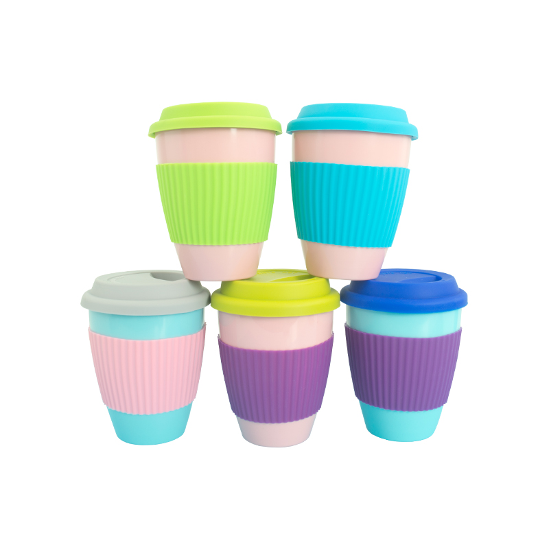 KHB04013—350 ml double PLA casual cup with lid and sleeve