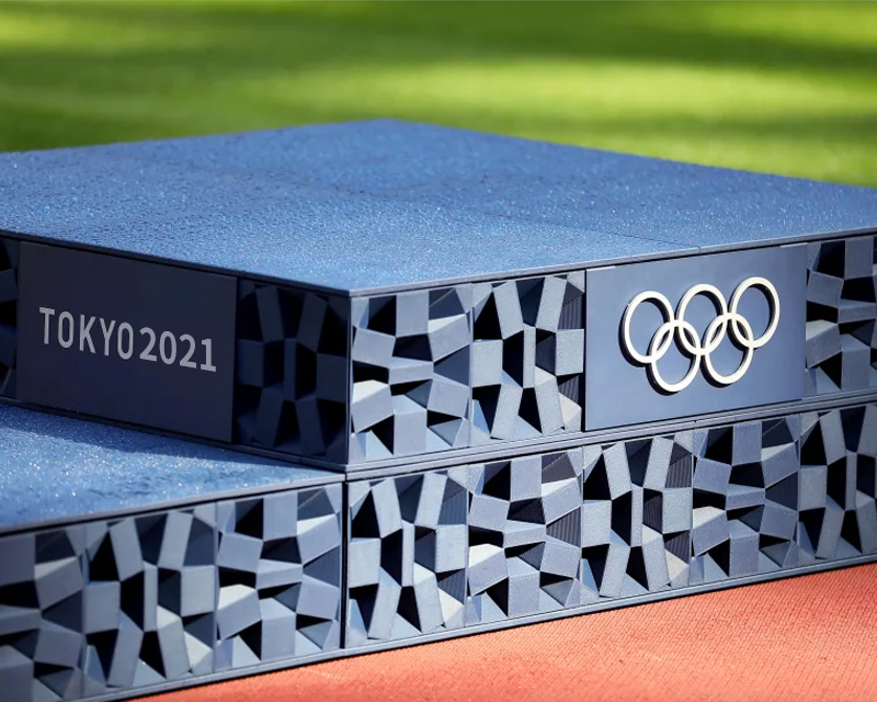 The Tokyo Olympics podium is made of recycled plastic waste
