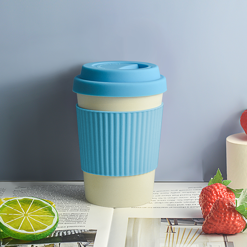KHB03005- 350ml bamboo fiber silicone lid coffee cup