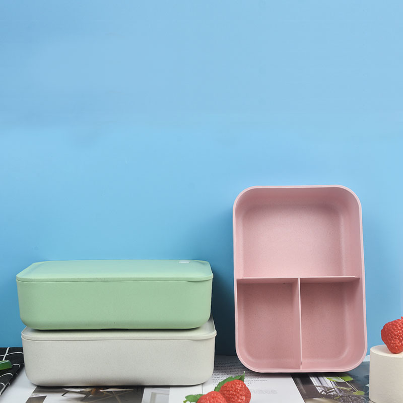 KHF021005-Single layer divided straw lunch box