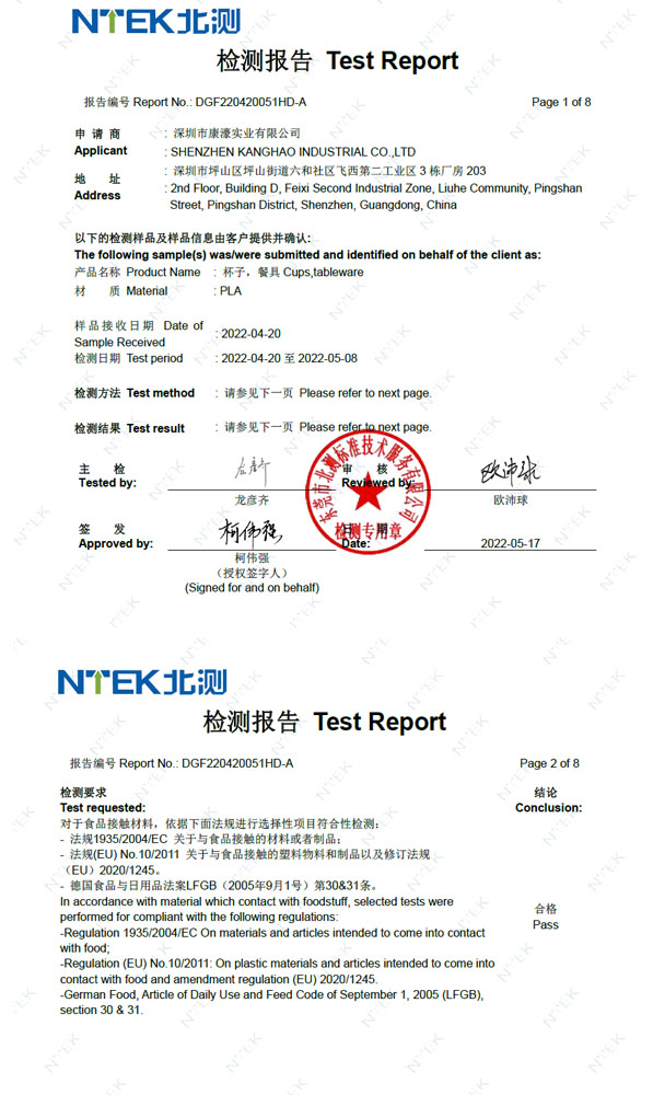 KangHao Past LFGB report 2022