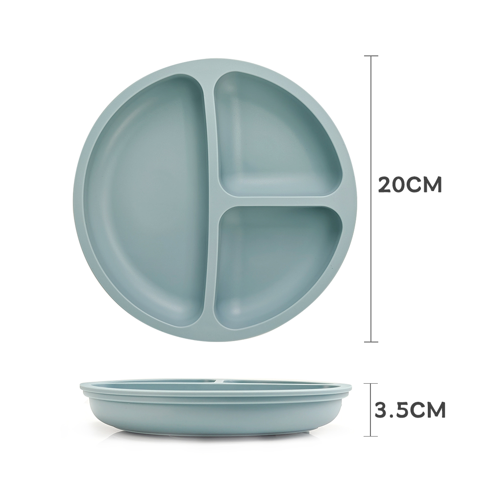Toddler Plates 3 compartments Suction 100% Silicone for Baby 5