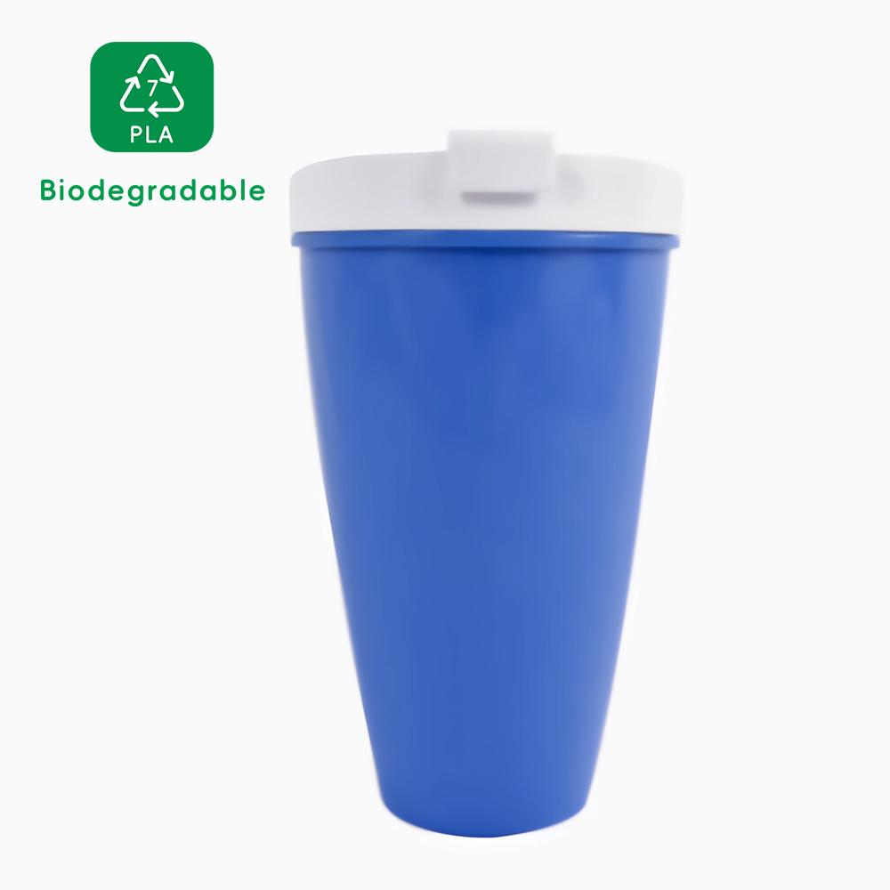 KHB04009-400 ml double PLA coffee cup with lid