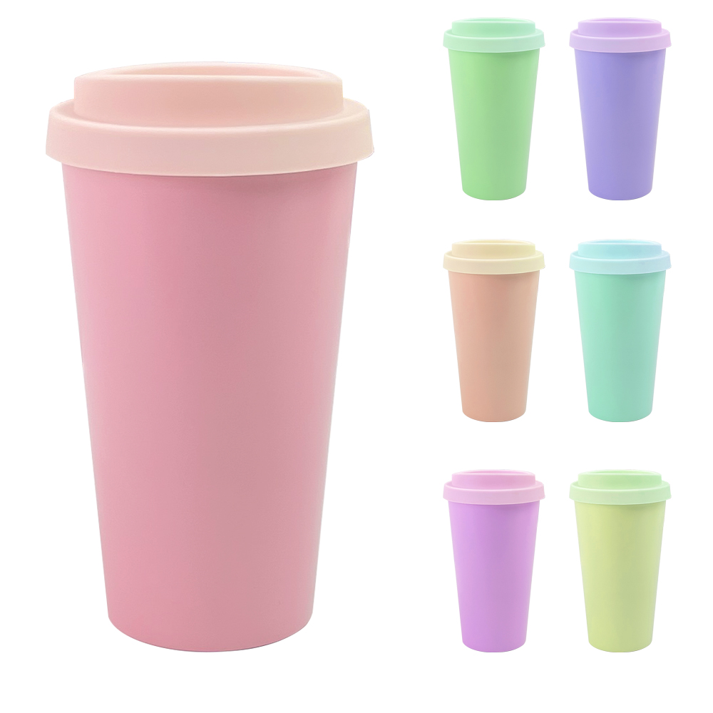 large capacity 600ml reusable bamboo fiber cups with silicone lid2