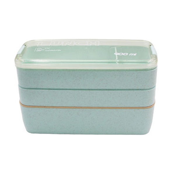 KHF022009—Three-layer buckle straw lunch box with transparent cover7