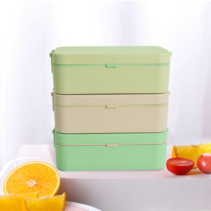 KHF031003—Single layer hidden button bamboo fiber lunch box2