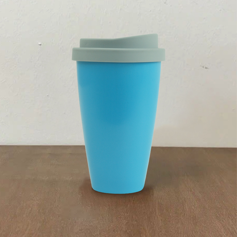 KHB04012—420ml PLA双层硅胶盖咖啡杯