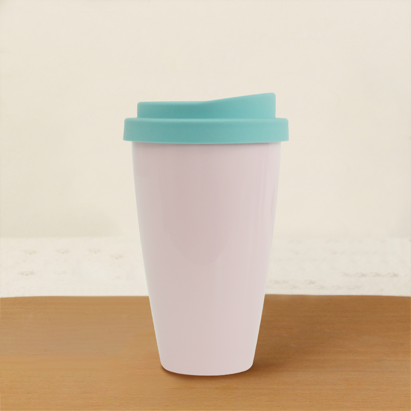 KHB04012—420ml PLA双层硅胶盖咖啡杯