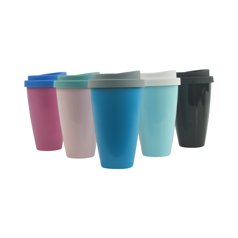 KHB04012—420ml PLA双层硅胶盖咖啡杯