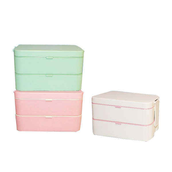 Double buckle bamboo fiber lunch box2
