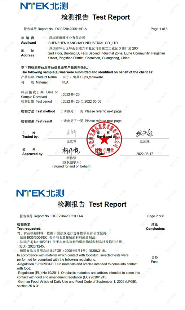 KangHao Past LFGB report 2022