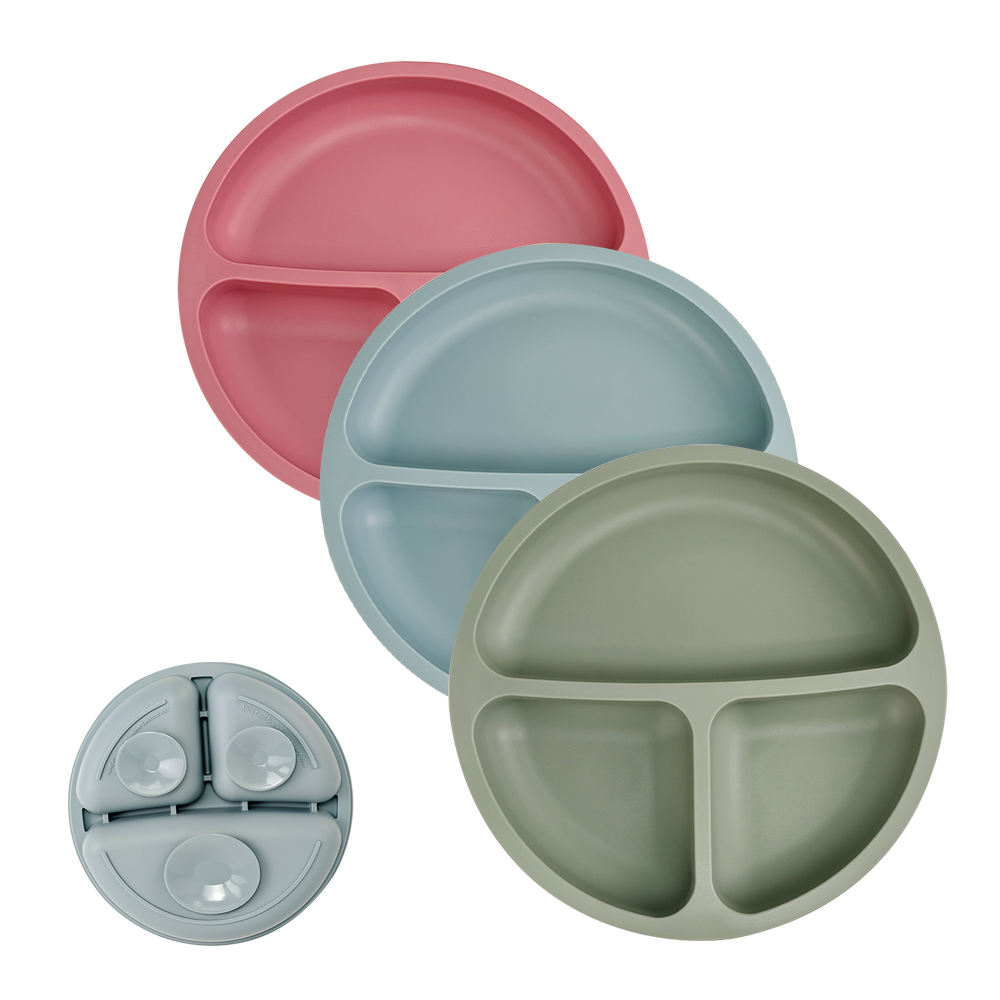 Toddler Plates 3 compartments Suction 100% Silicone for Baby 6