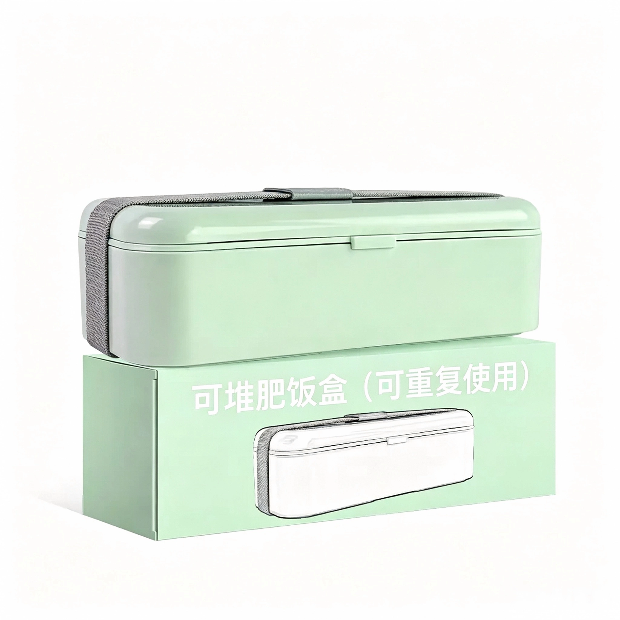 可重复使用PLA单层带绑带饭盒