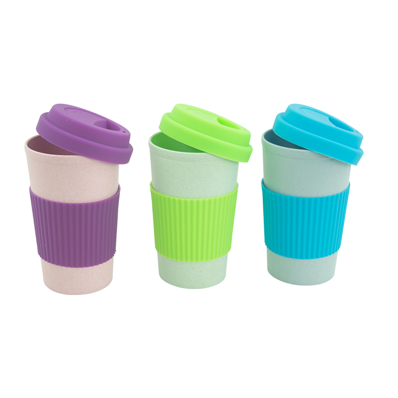 KHB02007-350 ml straw mug with silicone cover and heat insulation sheath