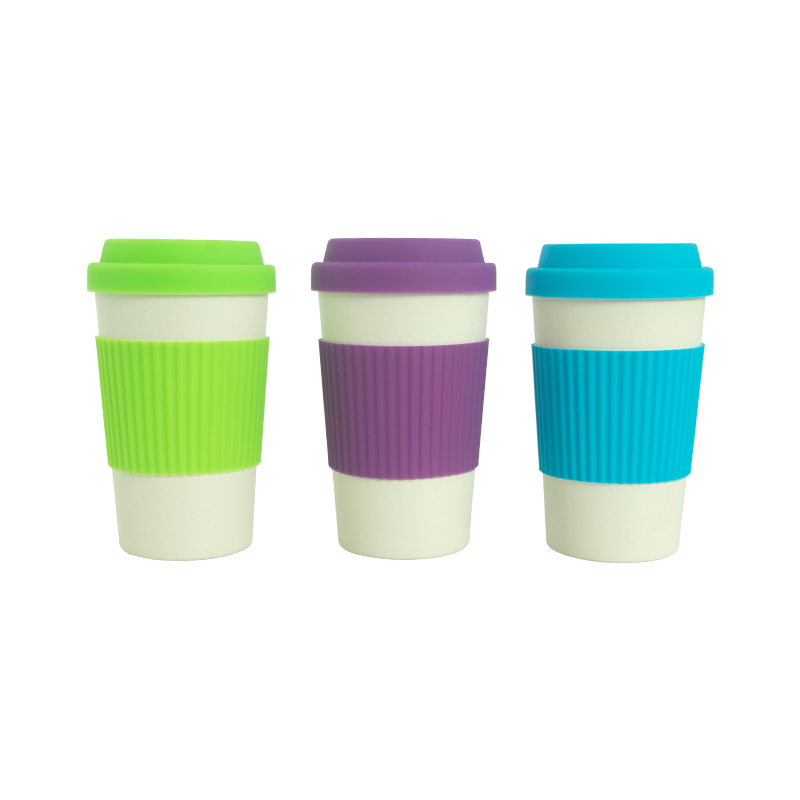 KHB03005-350ml bamboo fiber silicone lid coffee cup