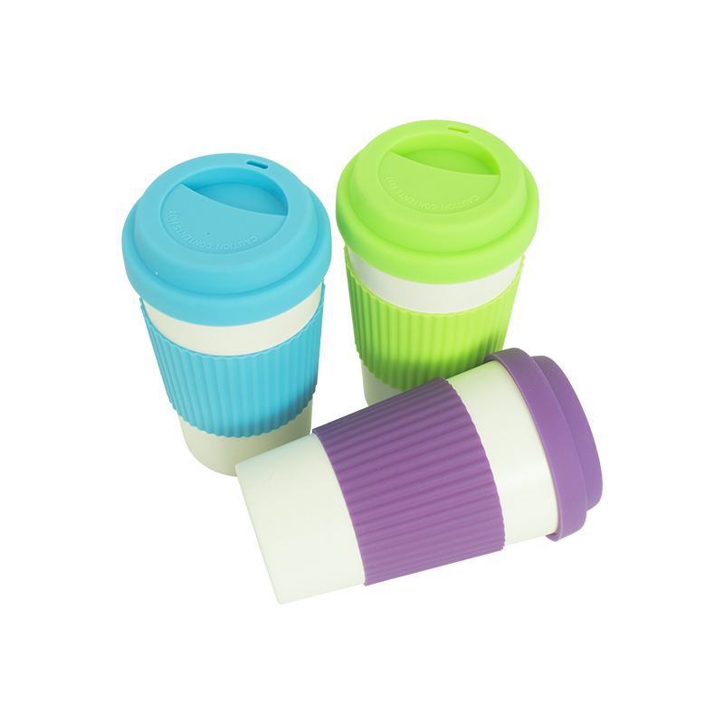 KHB03002-420ml bamboo fiber cup with silicone lid
