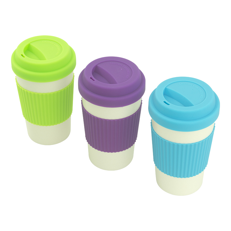 KHB03002-420ml bamboo fiber cup with silicone lid