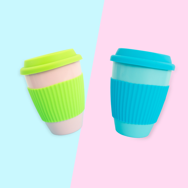 KHB04013—350 ml double PLA casual cup with lid and sleeve8
