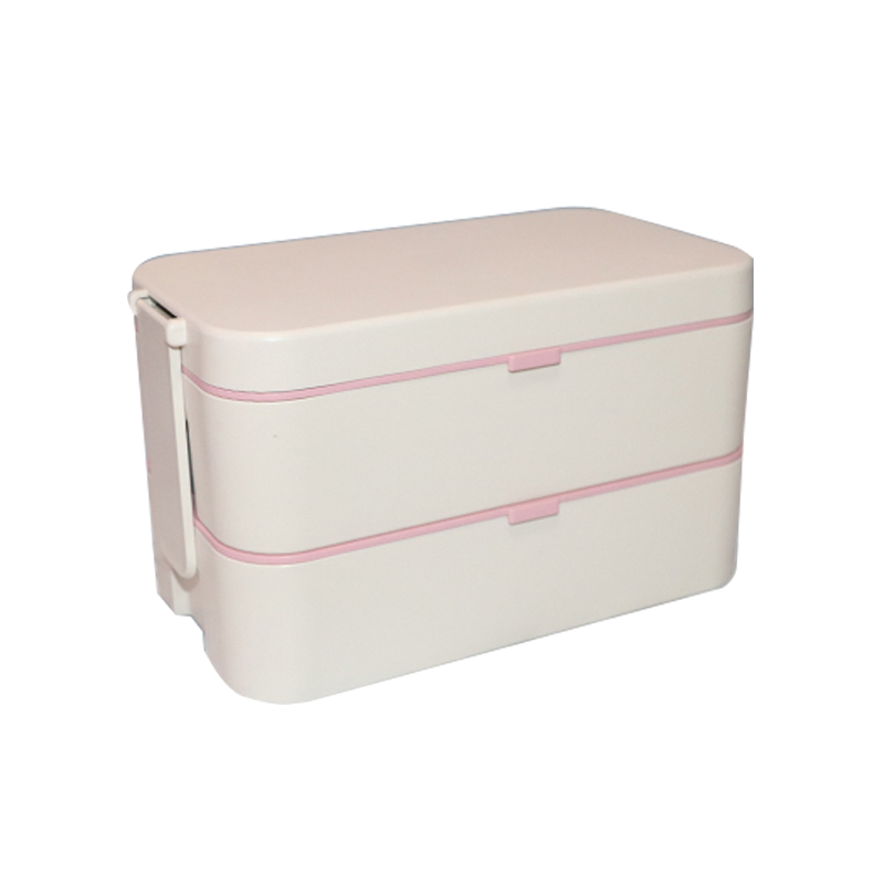 Double buckle bamboo fiber lunch box