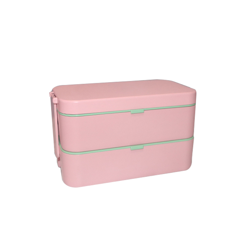 Double buckle bamboo fiber lunch box