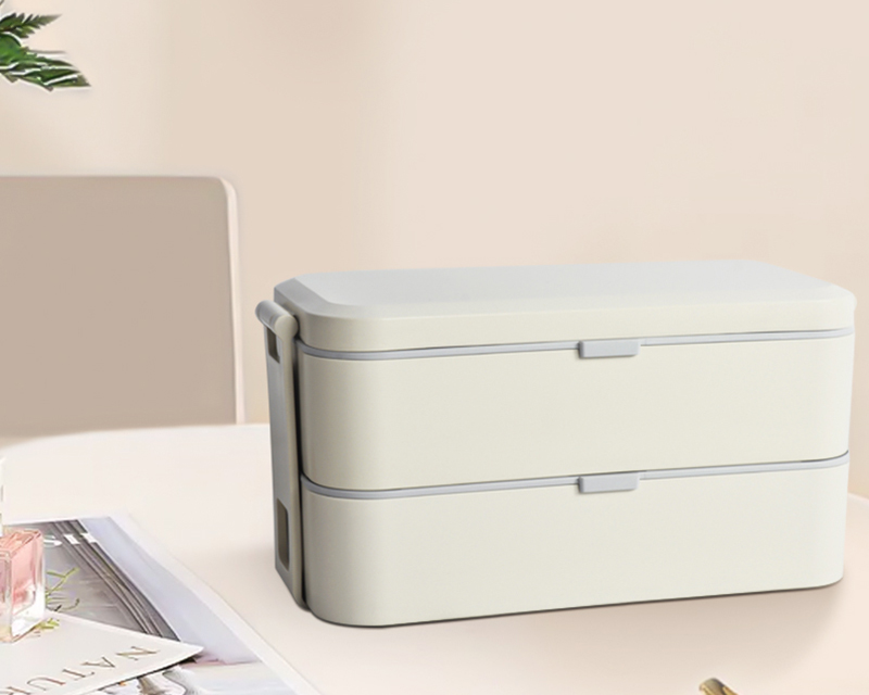 New product release: Double-layer double-buckle bamboo fiber bento box