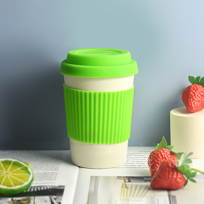 KHB03005- 350ml bamboo fiber silicone lid coffee cup