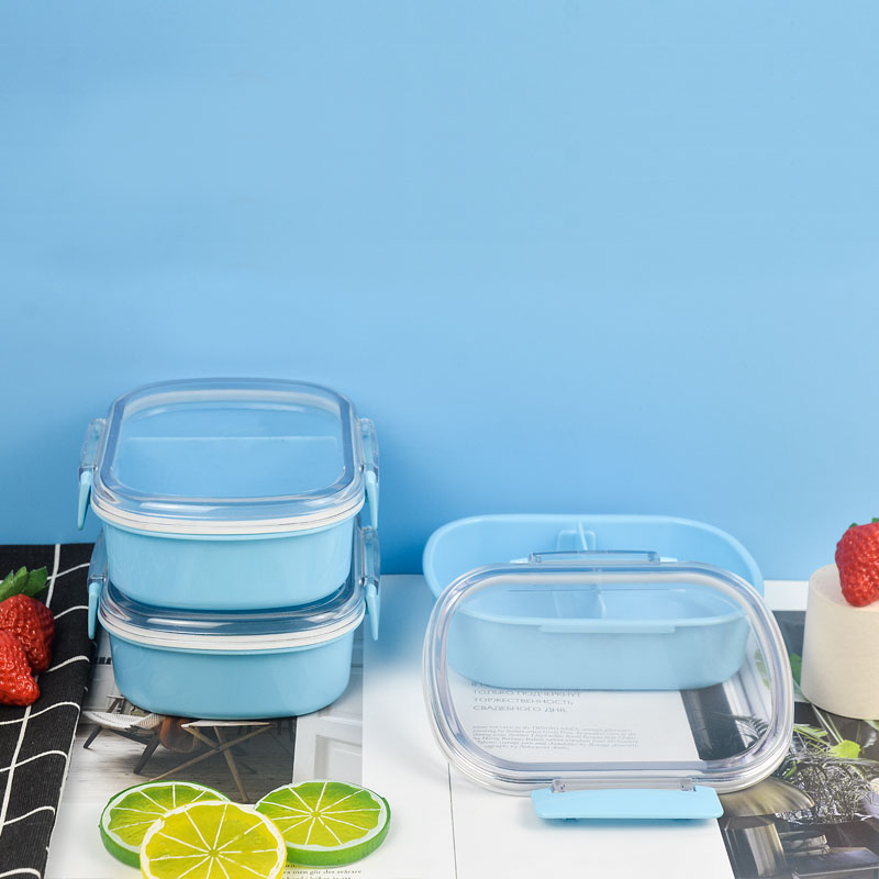 KHF011001-PP material button children's lunch box with transparent lid