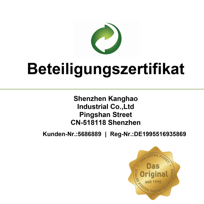 Green Dot (Grüner Punkt) Kang Hao certification