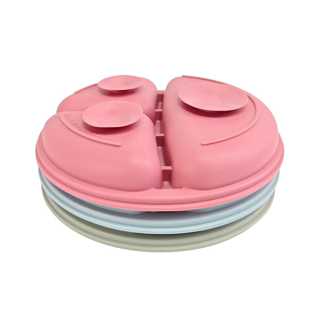 Toddler Plates 3 compartments Suction 100% Silicone for Baby 