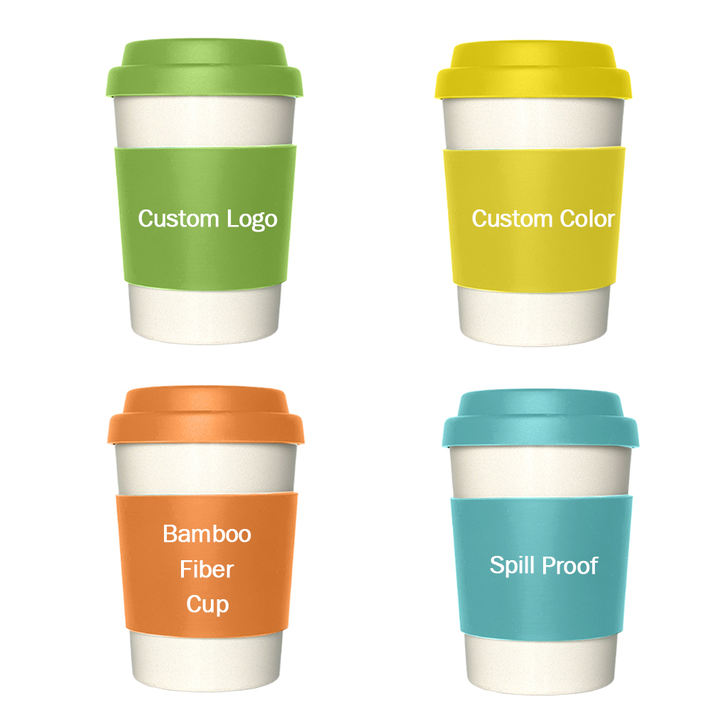 KHB03005-350ml bamboo fiber silicone lid coffee cup