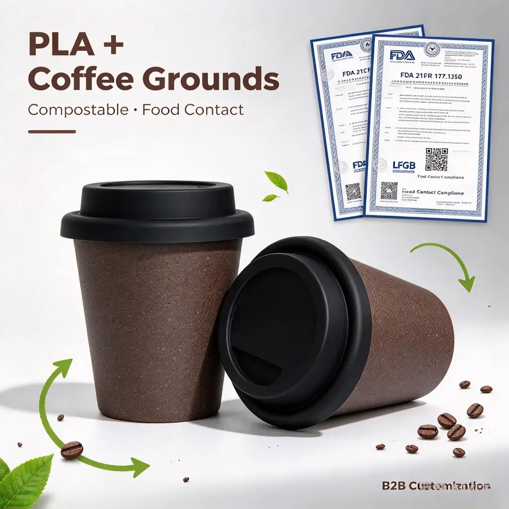 Dual Layer 3OZ Coffee Grounds Espresso Cup, 100ml, Food-Contact PLA Inside