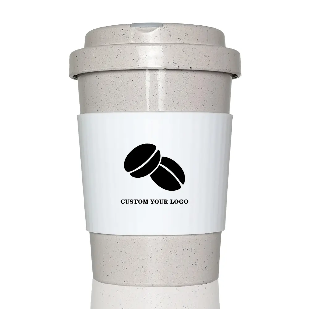 12OZ coffee grounds cup with sip&straw lid