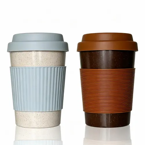 350ml Custom Reusable Coffee Cup with Silicone Lid & Sleeve