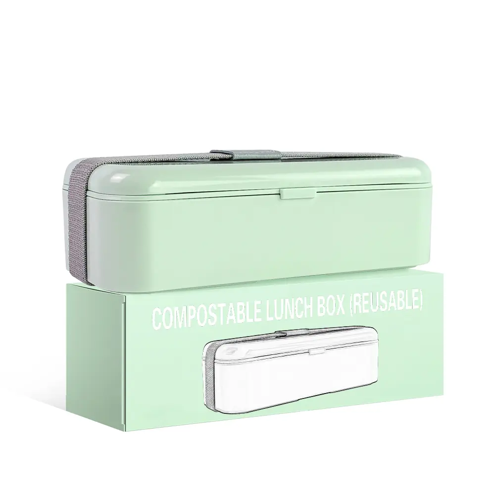 Reusable PLA single layer lunch box with band