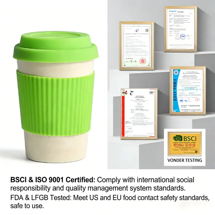 350ml/12OZ bamboo fiber silicone lid coffee cup