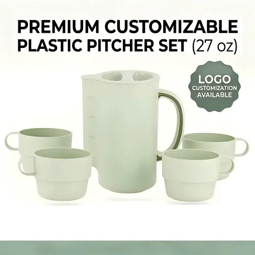 Minimalist Plastic Water Pitcher Set with 4 Cups